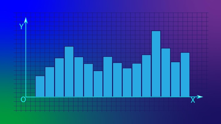 Foto gráfico de negocios flechas de gráfico e indicación de ganancias en el fondo colorido
