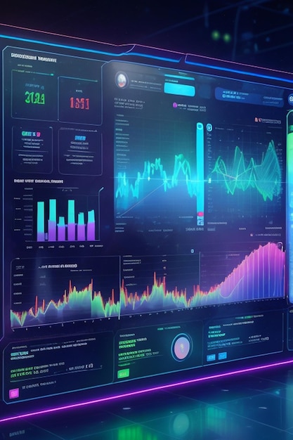 gráfico de negocios holográfico y gráfico digital de pantalla