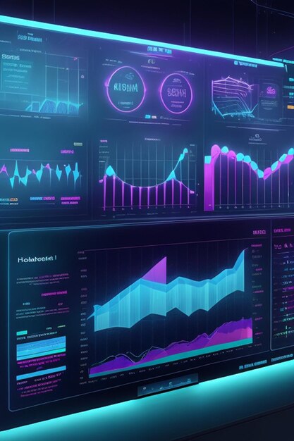 gráfico de negocios holográfico y gráfico digital de pantalla