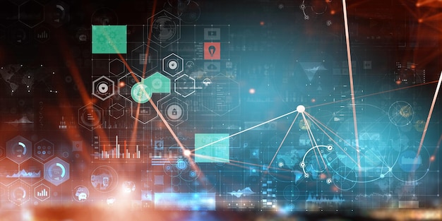 Gráfico de negocios y monitor de comercio. Técnica mixta