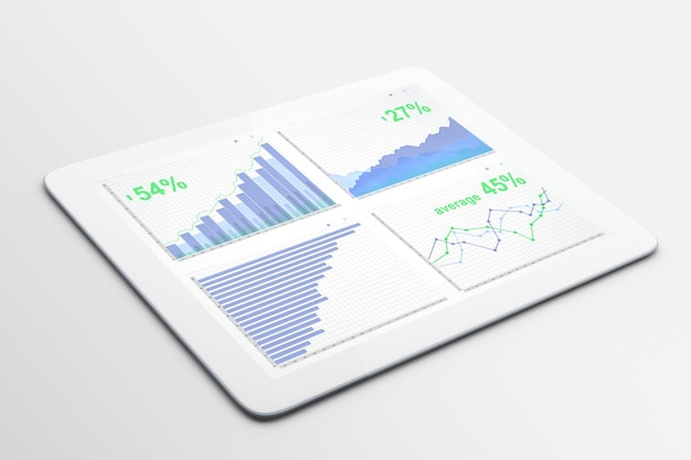 Gráfico de negocios en la pantalla de la tableta digital