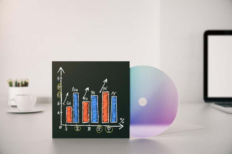 Foto gráfico de negocios en la portada del cd