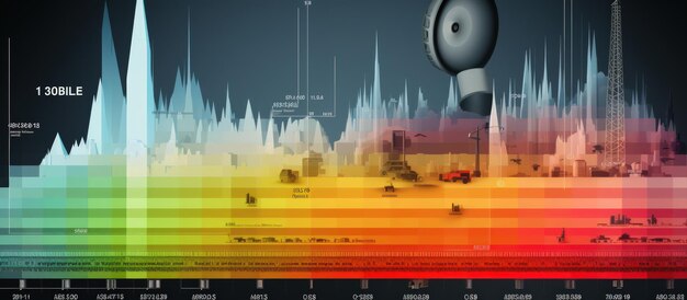 Foto gráfico de nivel de ruido digital sonidos comunes con gráfico del nivel de presión generar imagen de ia