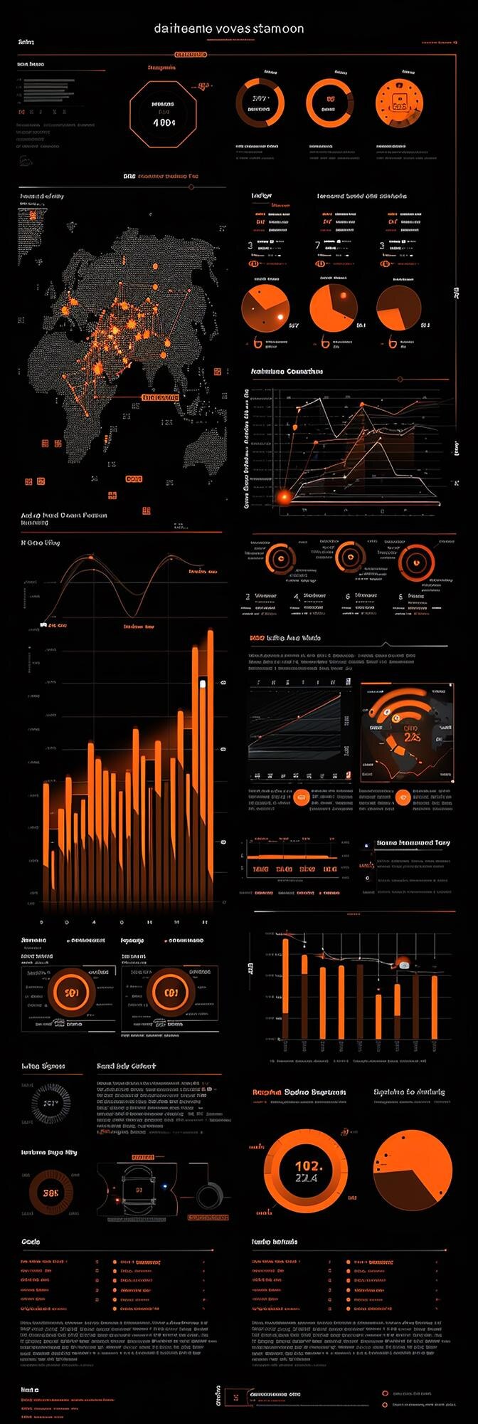 Foto gráfico de operaciones binarias en naranja y negro