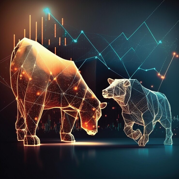 Un gráfico de un oso y un oso con un gráfico de fondo.