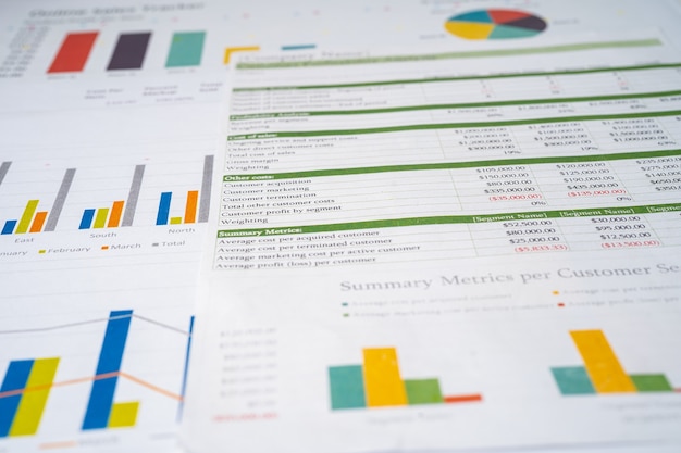 Gráfico ou papel quadriculado. conceito de dados financeiros, de contas, de estatísticas e de negócios.