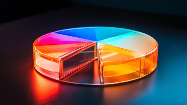 Foto gráfico de pastel 3d brillante con rebanadas de colores