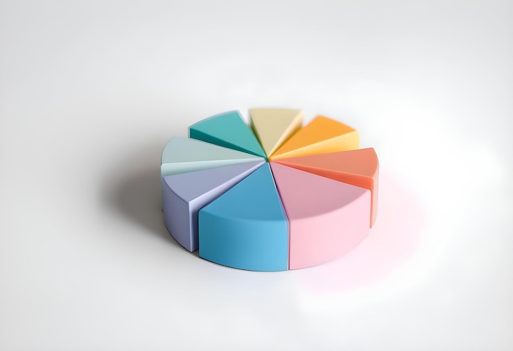 Foto gráfico de pastel de colores en 3d