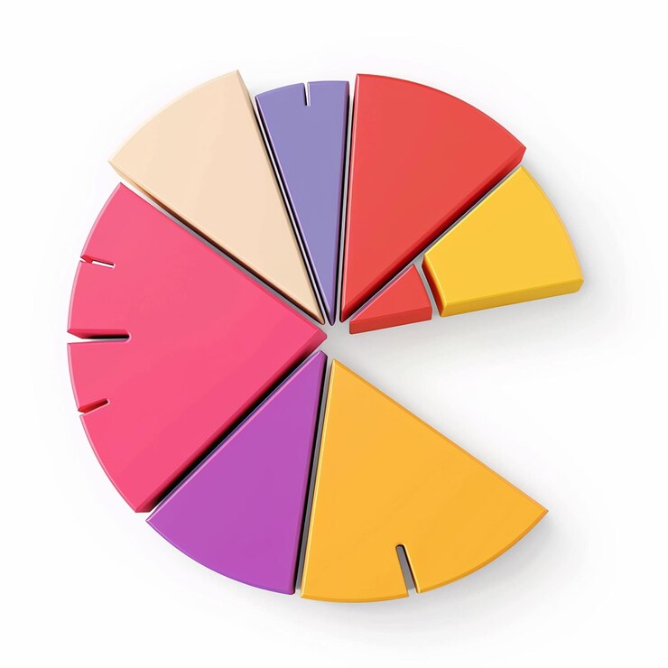 Foto un gráfico de pastel colorido con el número 3 en él