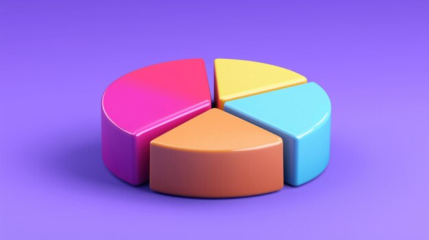 Gráfico de pastel colorido segmentos vibrantes fondo púrpura