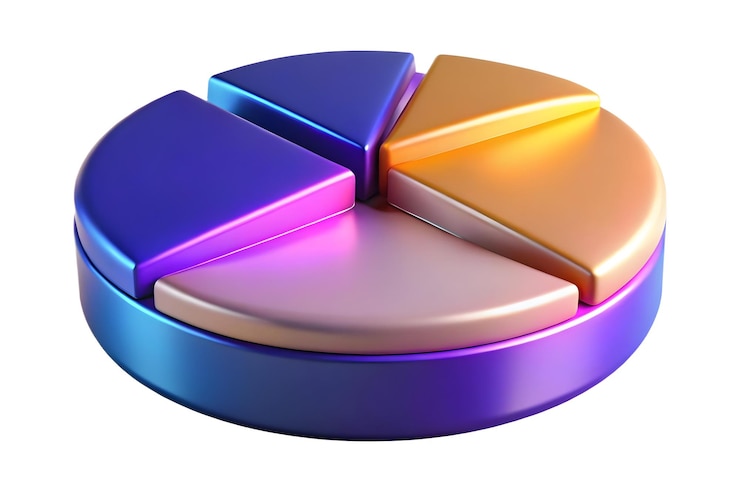 Foto gráfico de pastel de marketing abstracto 3d brillante con concepto de segmentos resaltados como una visual elegante de un globo