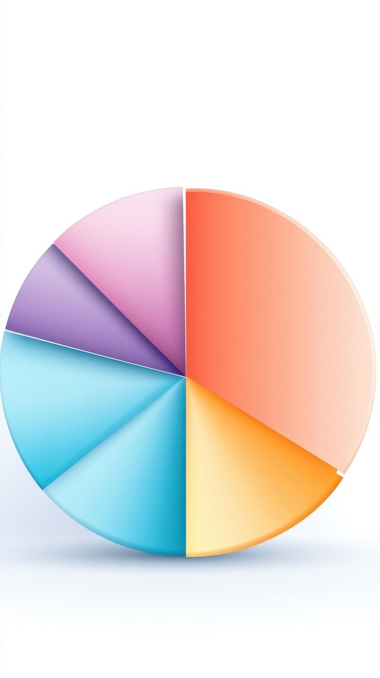 Foto gráfico a pie colorido que muestra la distribución de dividendos entre varias acciones por porcentaje