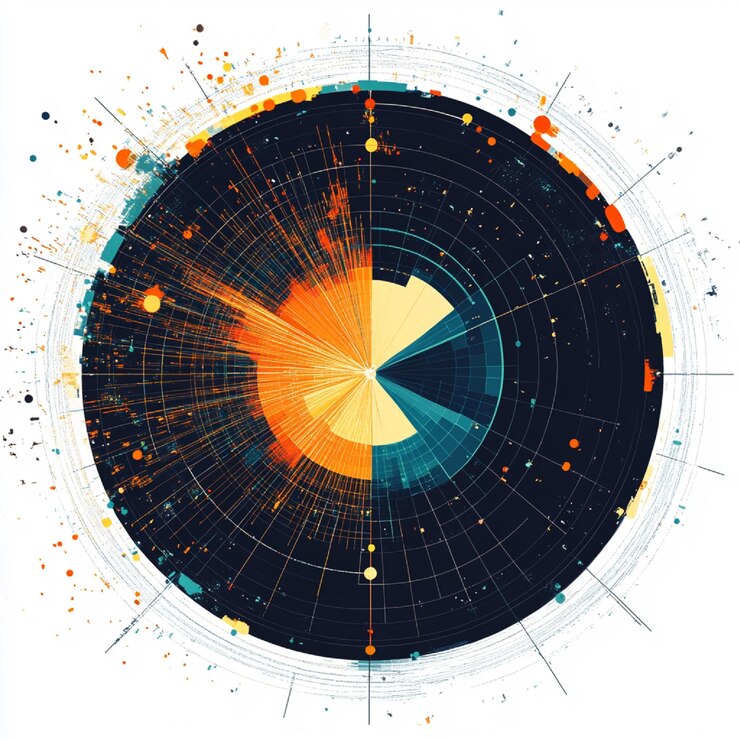 Foto gráfico de radar que compara varios indicadores de rendimiento