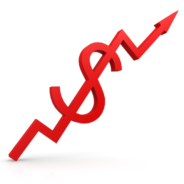 Gráfico rojo con signo de dólar