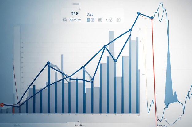 Gráfico sobre dados de stock de mercado informação sobre investimento em fundo azul A situação no estrangeiro