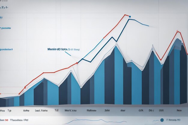 Gráfico sobre el mercado Datos de existencias Información sobre la inversión sobre fondo azul La situación en el extranjero