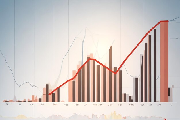 Gráfico sobre el mercado Datos de existencias Información sobre la inversión sobre fondo azul La situación en el extranjero