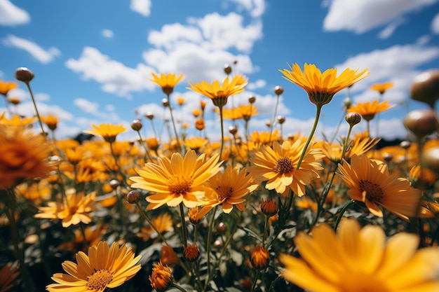 Gráfico temático de escenas inspirado en la naturaleza Construye un campo de girasoles sereno