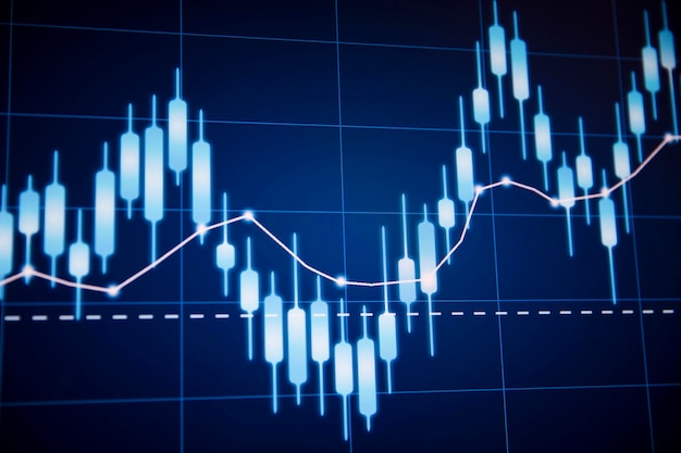 Gráfico de velas de inversión bursátil comercial concepto de finanzas y economía