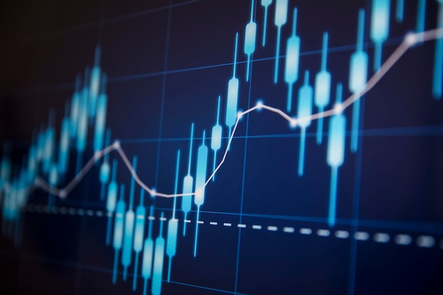 Gráfico de velas de inversión bursátil comercial concepto de finanzas y economía