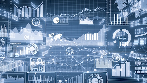 Gráfico visual imaginativo de datos comerciales y cifras financieras