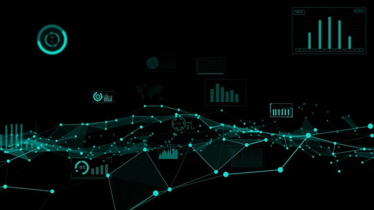 Foto gráfico de visualizador de datos comerciales y cifras financieras