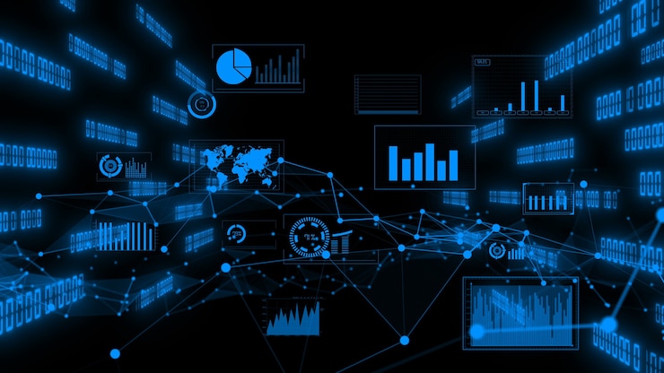 Foto gráfico de visualizador de datos comerciales y cifras financieras