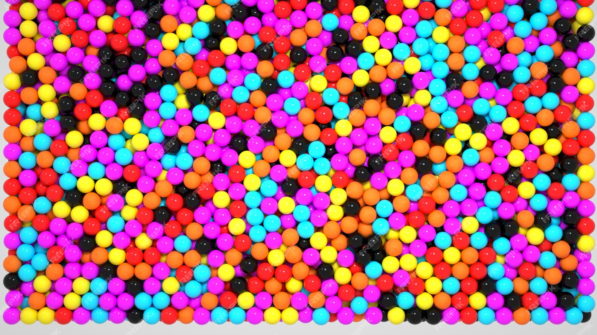 Gráficos 3d. bolas de plástico multicoloridas aleatórias. muitas bolinhas  coloridas. bolas, esferas, bolhas. fechar-se