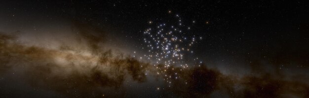gráficos 3d Estrellas brillantes en el fondo de la galaxia.