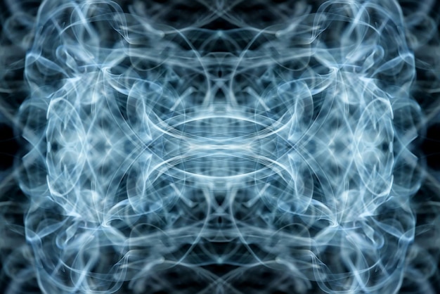 Gráficos abstractos símbolo de reflexión fractal azul negro, fondo de meditación de efecto de diseño