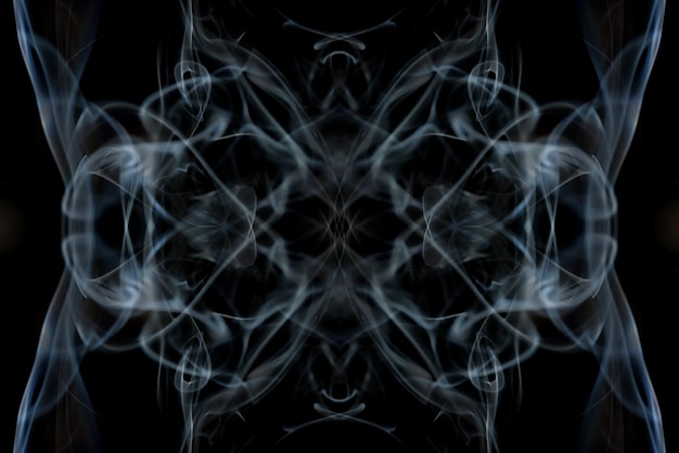 Gráficos abstractos símbolo de reflexión fractal azul negro, fondo de meditación de efecto de diseño