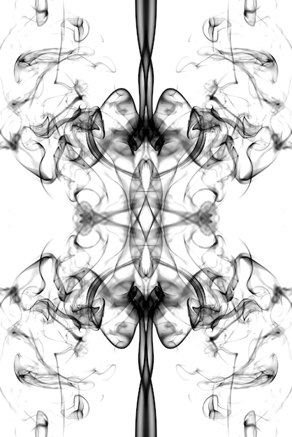 Gráficos abstractos símbolo de reflexión fractal en blanco y negro, fondo de meditación de efecto de diseño