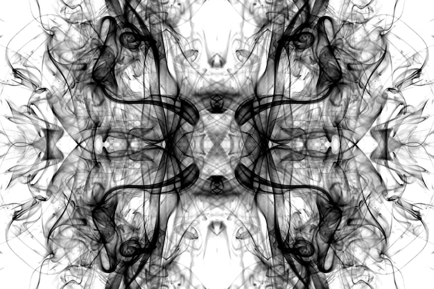 Gráficos abstractos símbolo de reflexión fractal en blanco y negro, fondo de meditación de efecto de diseño