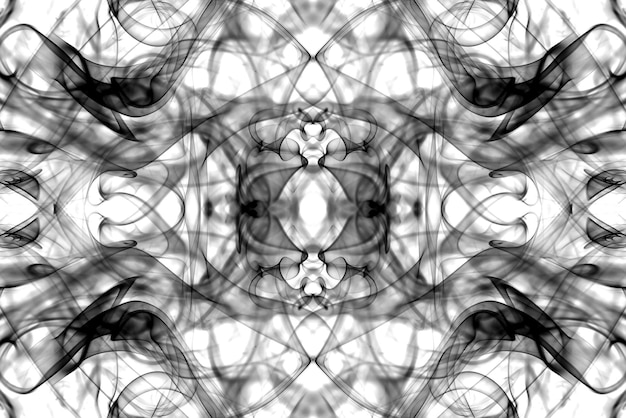 Gráficos abstractos símbolo de reflexión fractal en blanco y negro, fondo de meditación de efecto de diseño
