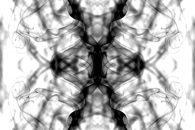 Gráficos abstractos símbolo de reflexión fractal en blanco y negro, fondo de meditación de efecto de diseño