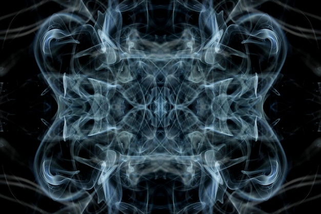 gráficos abstratos símbolo de reflexão fractal azul preto, efeito de design fundo de meditação