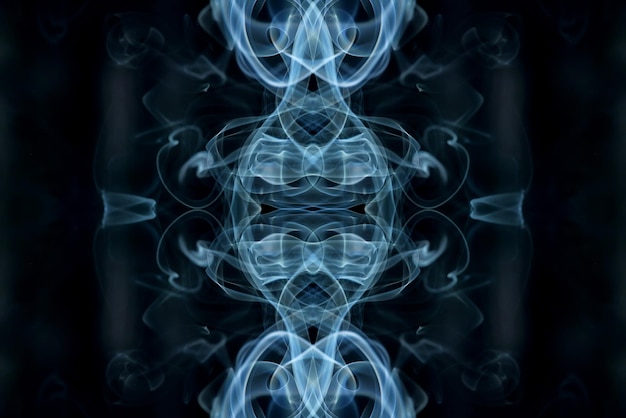 gráficos abstratos símbolo de reflexão fractal azul preto, efeito de design fundo de meditação