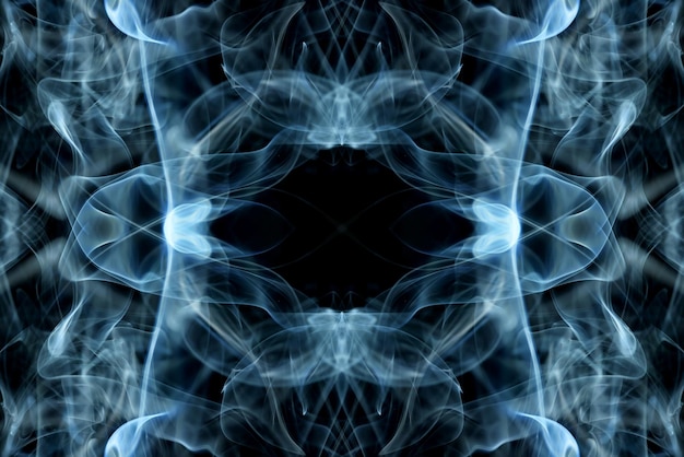 Gráficos abstratos símbolo de reflexão fractal azul preto, efeito de design fundo de meditação