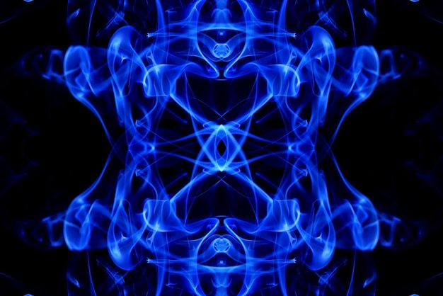 gráficos abstratos símbolo de reflexão fractal azul preto, efeito de design fundo de meditação