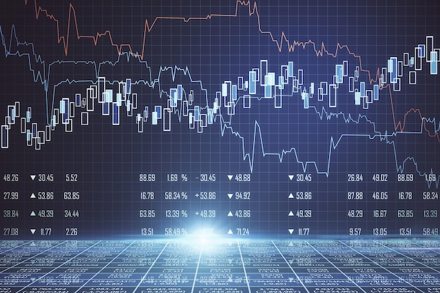 Gráficos de acciones con interfaz de negocio digital