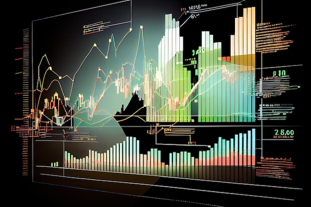 Gráficos de acciones de mercado abstractos e infografías IA generativa IA generativa