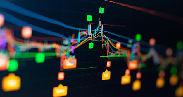 Gráficos de barras Diagramas figuras financieras Fondo de pantalla de interfaz de gráfico forex brillante abstracto Inversión comercio finanzas bursátiles