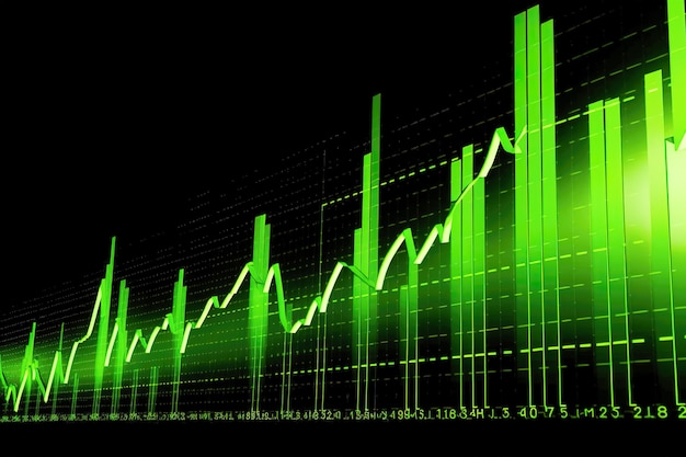 Gráficos en color comerciales y financieros producidos por IA ascendentes y descendentes