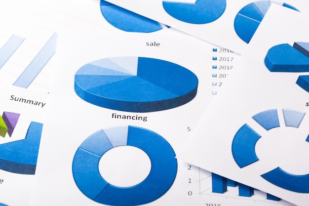 Gráficos de negócios azuis