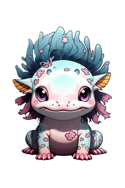 gráficos de um pequeno axolotl rosa