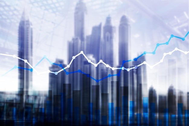 Gráficos y diagramas financieros de doble exposición