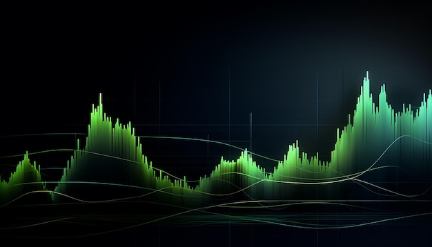 Gráficos de divisas del mercado verde con tendencia alcista positiva