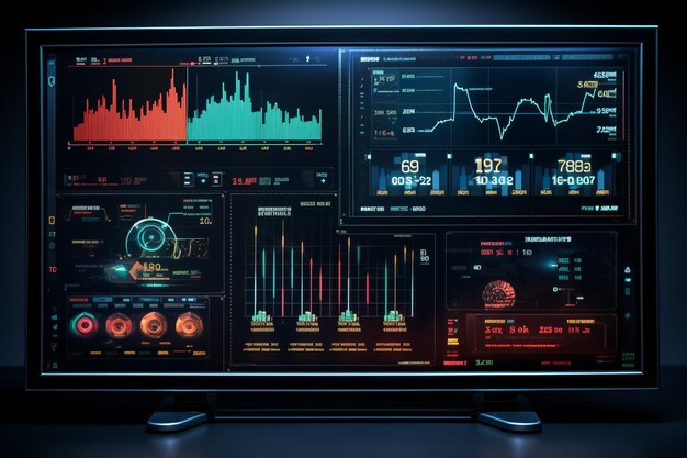 Gráficos e gráficos financeiros no monitor do computador