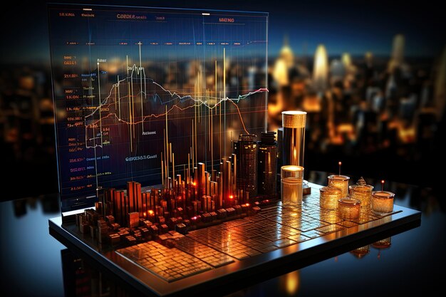 Gráficos económicos Gráficos y gráficos que muestran las tendencias financieras