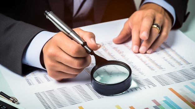 Foto los gráficos financieros en la mesa